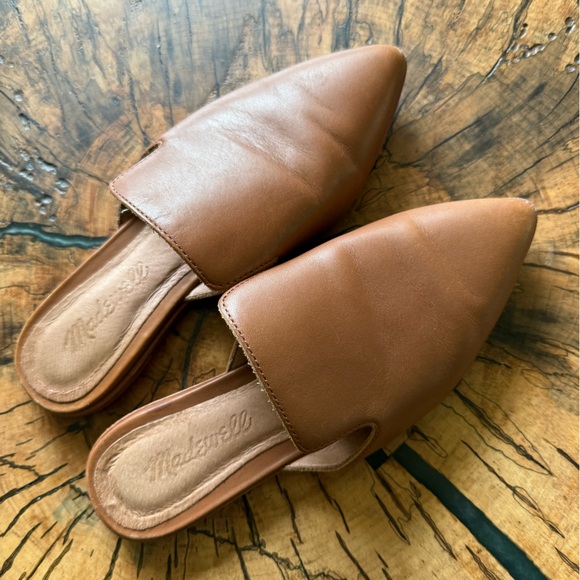 Madewell Shoes - Madewell Cognac Leather Mules Slides